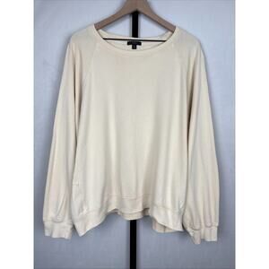 J. Crew Magic Rinse Crewneck Sweatshirt Women's 2X Cream Pullover Boxy Coastal
